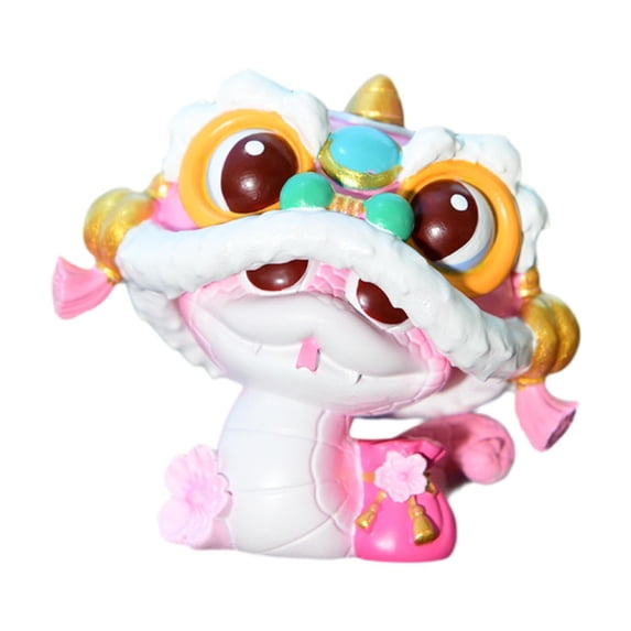 Esquirla 2025 Chinese New Year Snake Statue Ornament Art Photo Props Self Adhesives Gift Resin Figurine Animal Sculpture for Bookshelf Pink
