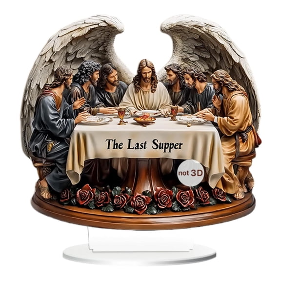 Esquirla 2D Dining Table Scene Statue Desktop Ornament Birthday Gift Art Craft Acrylic Sculpture with Base for Dining Room Shelf Study