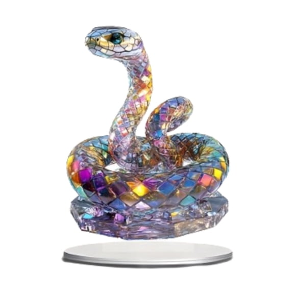 Esquirla 2D Flat Colorful Snake Pattern Table Sign Tabletop Ornament Chinese New Year