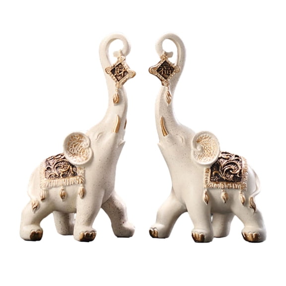 Esquirla 2Pcs Couple Elephant Statues Resin Elephant Figurine Art Craft Sculpture for Bedroom Tabletop Shelf Decoration, Wedding Gifts