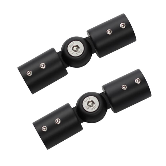 Esquirla 2x Curtain Rod Corner Connector Adjustable Angle for Bay Window Curtain Rods Bathroom Glass Door Hinged Connector with Screws 19mm matt black