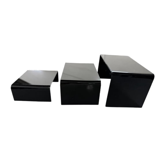Esquirla 3 Pieces Acrylic Stands Display Rack Shelf Organizers Riser Tiered Stand Sturdy Material Suitable for Collectibles Toy Storage Home Decoration Tableto black