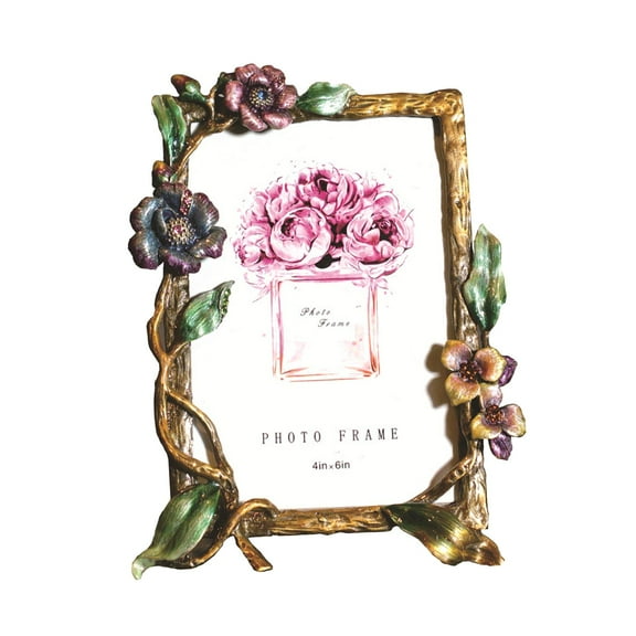 Esquirla 4x6 Picture Frame,Floral Picture Frame, Small Vintage ,Flower Picture Frame ,4x6 Photo Frame for Countertop ,Home Decor