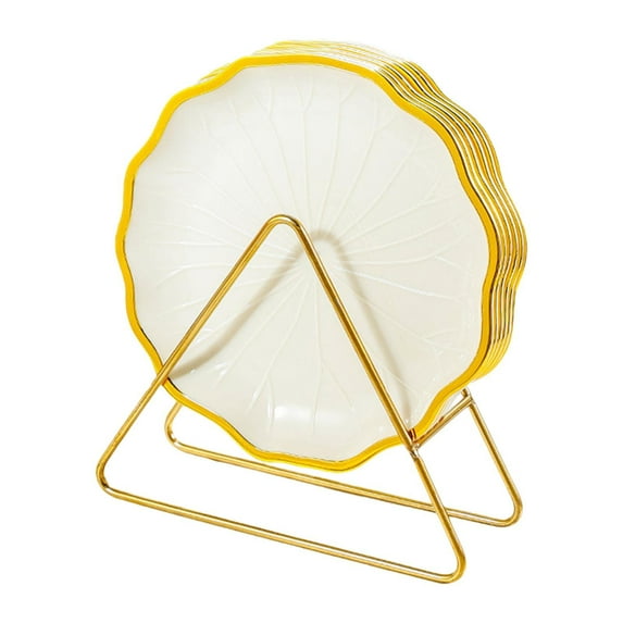 Esquirla 6 Pieces Dishes Set Dinnerware Set Dessert Plate Dinnerware Elegant Dinner Plates Bone Plate for Kitchen Camping Outdoor Home Beige