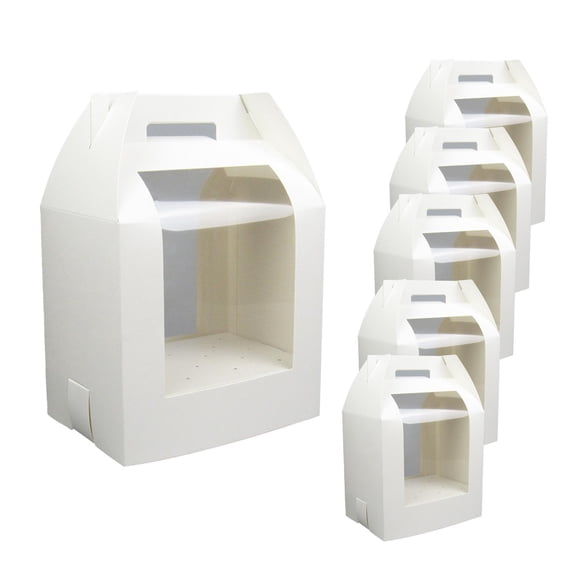 Esquirla 6x Cake Packaging Containers s Display to Assemble Bakery Wrapping Goodie Box for Halloween Kitchen Gadgets White