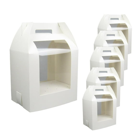 Esquirla 6x Cake Packaging Containers s Display to Assemble Bakery Wrapping Goodie Box for Halloween Kitchen Gadgets White