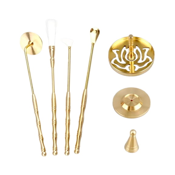 Esquirla 7 Pieces Brass Making Tool, Chinese Powder Press Making Set, Portable Powder Burner Set, for Holidays