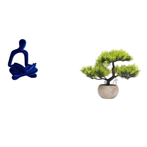 Esquirla Abstract Thinker Figurine Abstract Thinker Statue Artificial Bonsai Tree Desktop Decor Resin Statue with Stable Base Fake Plant No Watering Suitable F