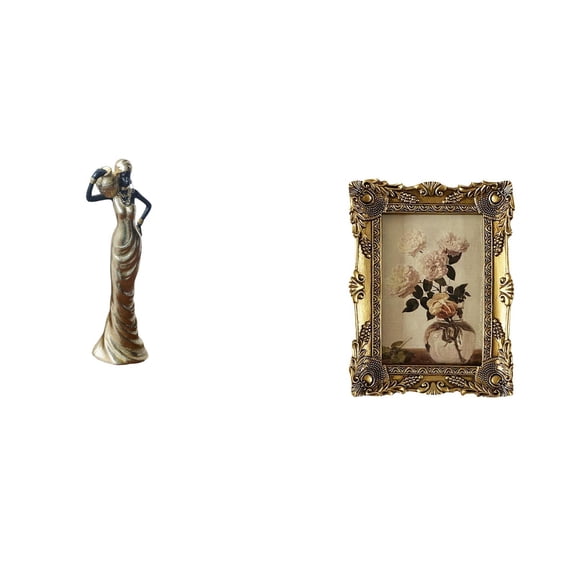Esquirla African Figurine Antique Baroque Frame Desktop Figurine Picture Frame Resin Craft Handcrafted Detailing Suitable for Gallery Shelf Bedroom Home Office