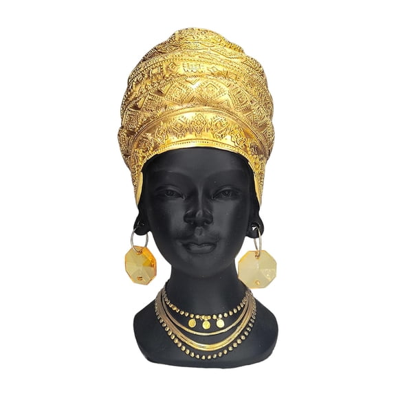 Esquirla African Woman Statue Decorative Resin Statue Handcrafted African Woman Figurine Creative Design Centerpiece Tabletop Ornament Woman Sculpture with