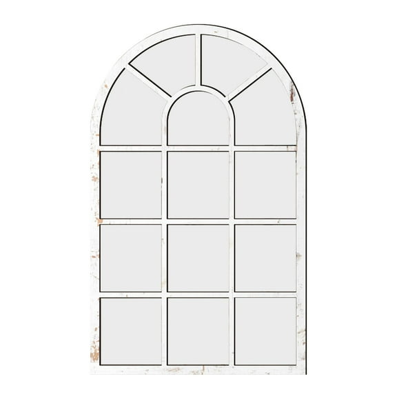 Esquirla Arched Window Wall Mirror Wall Decor Acrylic Rustic Wood Artistic Windowpane Modern Minimalist Functional Piece Suitable for Living Room Bedroom Entry White