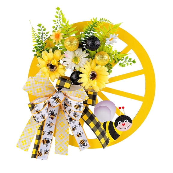 Esquirla Artificial Flowers Sign Bee Bowknot Garden Party Wreath Front Door