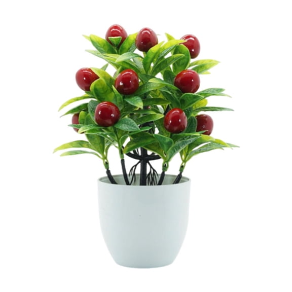 Esquirla Artificial Fruit Plants Artificial Fruit Tree Potted Home Decor Bonsai Small Fake Plant for Indoor Outdoor Bathroom Farmhouse , Cherries