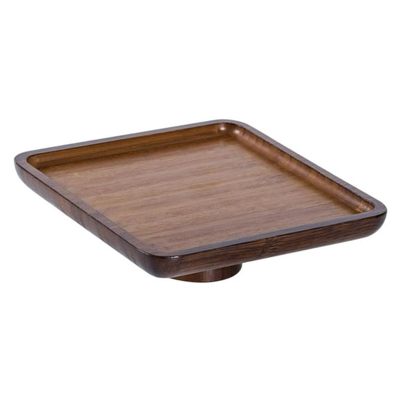 Esquirla Bamboo Wood Cake Stand Buffet Riser Multifunctional Dessert Table Display Board Snack Serving Platter for Parties Brown 15x15x6cm