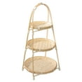thumbnail image 1 of Esquirla Bamboo Woven Fruit Basket Food Storage Basket Snack Cookies Display Bamboo Serving Tray Snack Storage Basket for Kitchen Desk Three Layer, 1 of 6