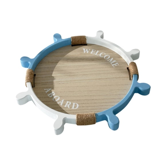 Esquirla Boat Steering Wheel Wood Serving Tray Mediterranean Styled Coffee Table Tray Size L