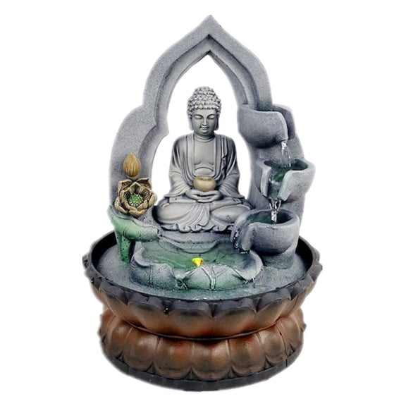 Esquirla Buddha Tabletop Waterfall Fountain, Resin Fengshui Meditation Relaxing Desktop Circular Water Flow Decoration Kit for Yoga, Meditation, Sleeping