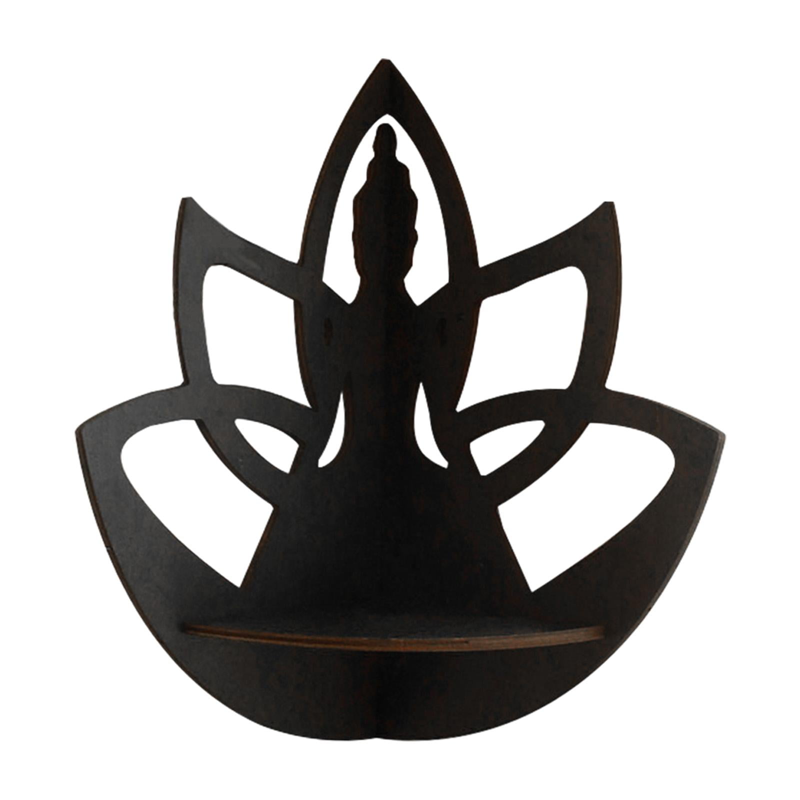 Esquirla Buddha with Lotus Statue Wood Wall Corner Shelf Storage Rack ...