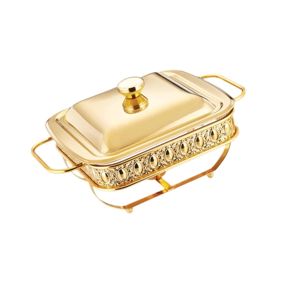 Esquirla Buffet Warmer Chafing Dish Buffet Set Catering Food Warmers Buffet Server Premium Borosilicate Glass Stainless Steel Easy Clean Suitable for Restauran Golden