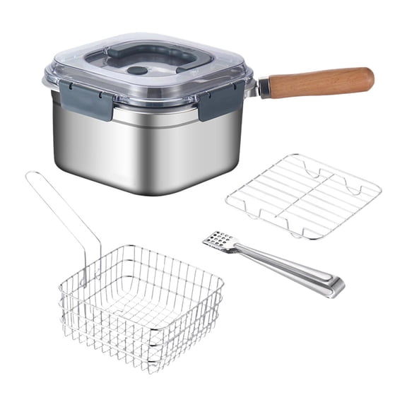 Esquirla Camping Cooking Set Food Strainer 2.5L Cookware Fry Basket Square Cooking Pot for BBQ Commercial Use Kitchen Travel Household
