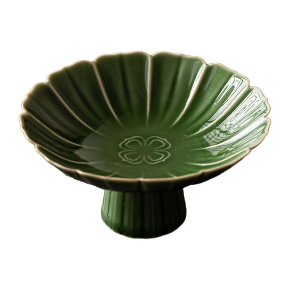 Esquirla Ceramic Footed Fruit Bowl Holder Decorative Bowl Table Decor Dessert Cake Serving Bowl Pedestal Bowl for Kitchen Dining Table Green