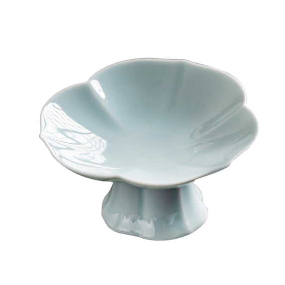 Esquirla Ceramic Footed Fruit Bowl Holder Decorative for Kitchen Counter Dessert Cake Serving Holder for Farmhouse and Living Room Events cyan blue