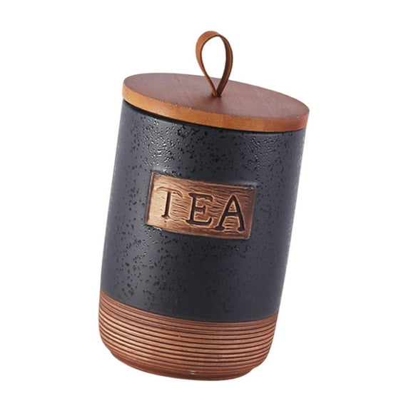 Esquirla Ceramic Storage Container Airtight Jar Creative Wooden Lid Decorative Storage Jar for Candy Cookies Airtight Container tea