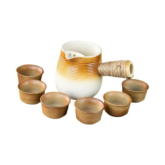 Esquirla Ceramic Teapot with 6 Cups with Tea Strainer Durable Japanese Tea Infuser Clay Tea Pot for Home Picnic Hiking Outdoor Camping A