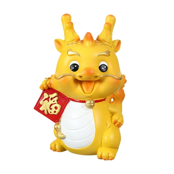 Esquirla Chinese New Year Dragon Statue Dragon Piggy Bank Desk Animal Sculpture Craft Money Bank Figurine for Spring Festival Bookcase Type A