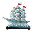 thumbnail image 1 of Esquirla Chinese Sailboat Statue Feng Shui Ornament, Home Decor Resin Sailing Boat Figurine Ship Model Sculpture for Study Living Room Blue, 1 of 8