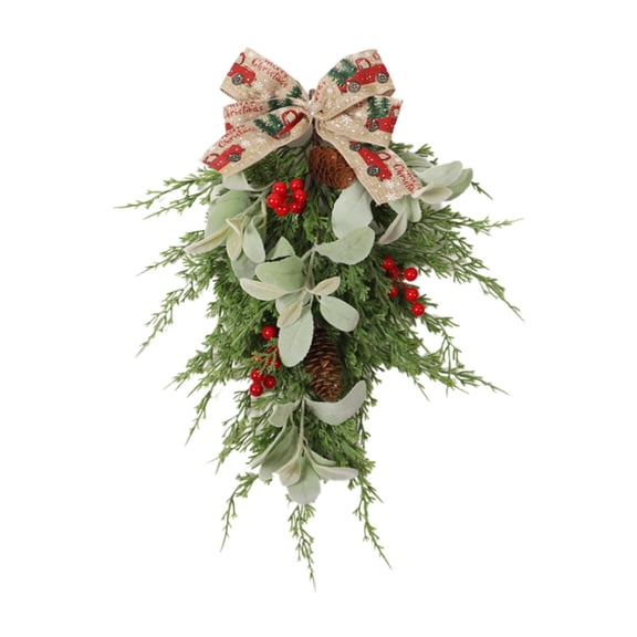 Esquirla Christmas Swag Door Wreath Outdoor Fireplace Wall Decor Hanging Swag Greenery Garland for Yard Holidays Home Restaurant Hotel