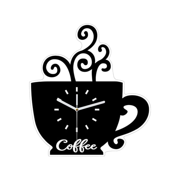 Esquirla Coffee Cup Shape Wall Clock Cute Gift Silent for Bedroom Kitchen and Living Room
