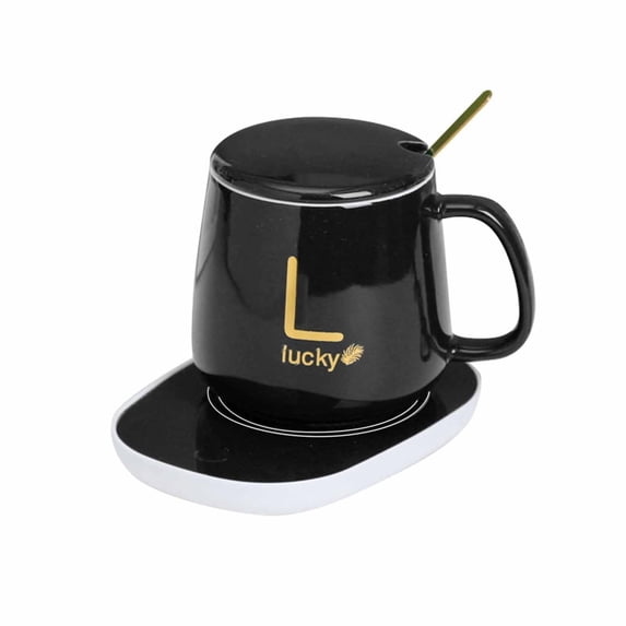 Esquirla Coffee Warmer and Mug Set for Beverage Coaster 55 degreeC Constant Temperature Smart Beverage Cup Warmer for Kitchen Desk Travel Black