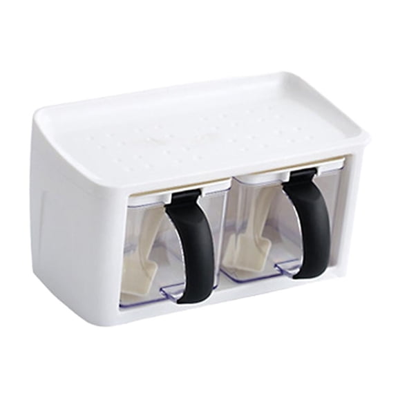 Esquirla Condiment Jars with Spoon Seasoning Jar Kitchen Utensils Multipurpose Seasoning Storage Container for Home Dining Room Pepper 2 Grids