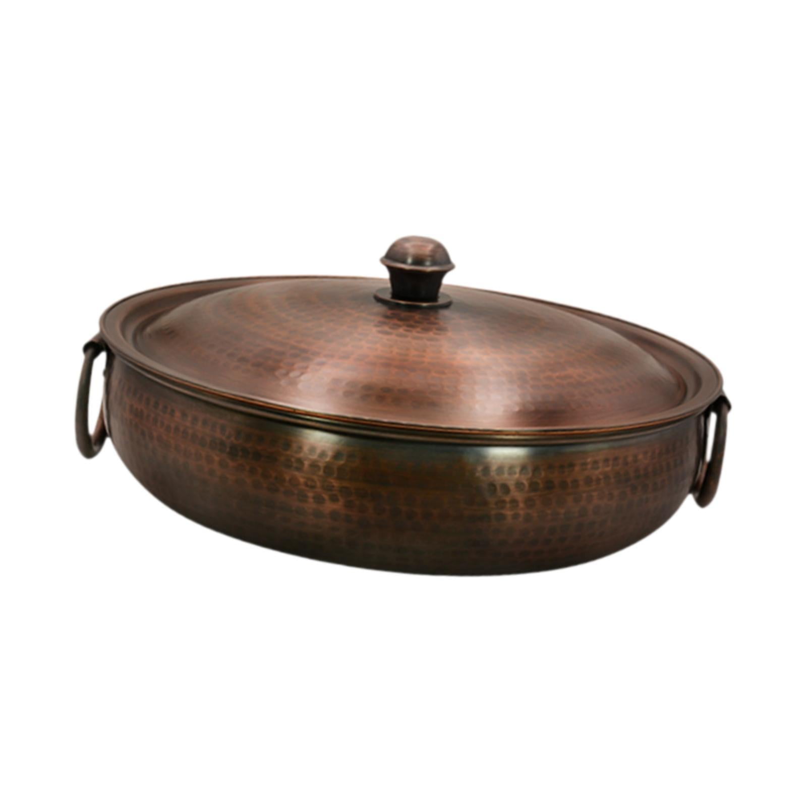 Esquirla Copper Pot Chinese Hot Pot Thick Induction Cooking Pot Hammered Shabu Shabu Stew Pan with Lid Suitable for Home Gatherings Kitchen Decor Indoor Cookin C