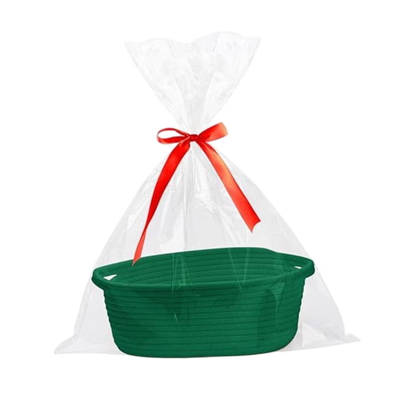 Esquirla Cotton Rope Basket Woven Food Storage Basket Decorative Storage Container Desktop Sundries Storage Basket for Montessori Toys green