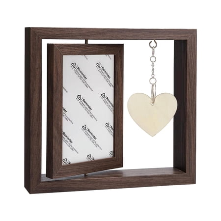 Esquirla Couple Photo Frame Decoration Valentine's Day Gift Rustic Photo Display Holder Wooden Rotating Picture Frame for Mother's Day