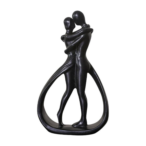 Esquirla Couple Statue Desktop Ornament Couple Figurine Lovers Sculpture for Bookshelf Table Bedroom Home Decoration Housewarming Gift Black
