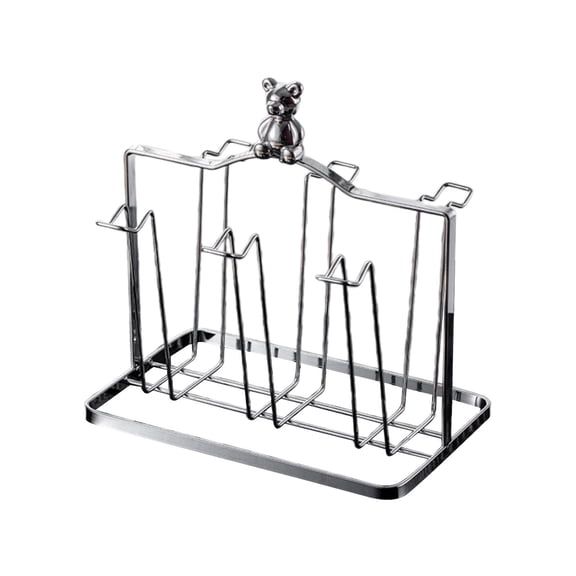 Esquirla Cup Holder Rack Cup Drying Holder Mouthwash Cups Party Supplies Milk Tea Shop Bottle Storage Countertop with 6 Hooks Cup Rack argent