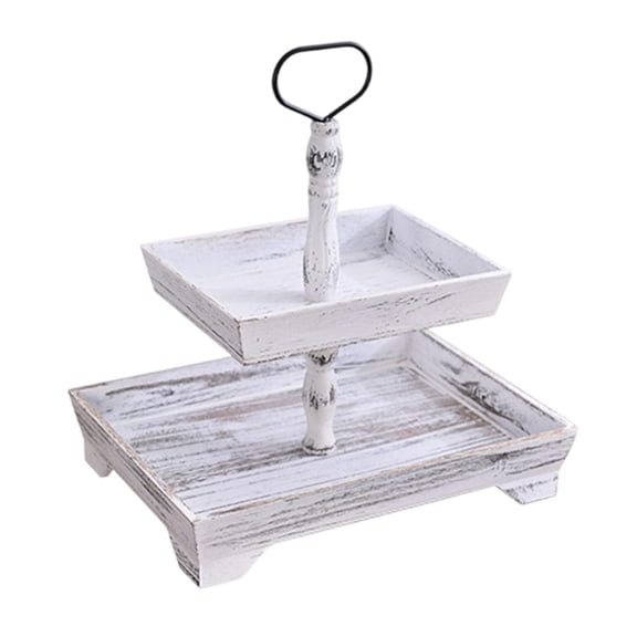 Esquirla Cupcake 2 Tier Tray Wooden 2 Tier Fruit Plate Storage Rack Dessert Stand Cupcake Stand for Party Countertop Desktop Cakes