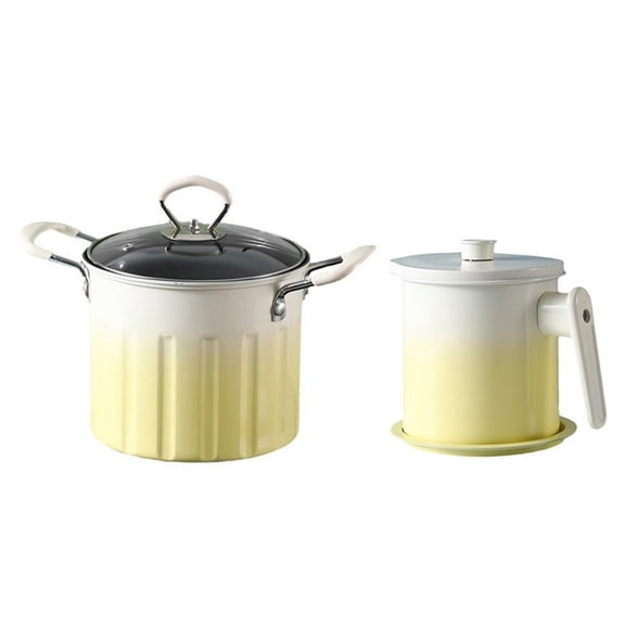 Esquirla Deep Frying Pot Multifunction French Fries Pot for Chips Onion Rings Cooking White Yellow