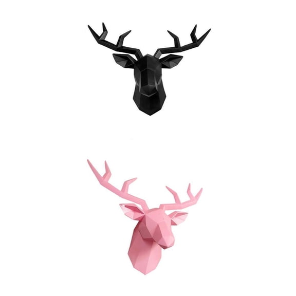 Esquirla Deer Head Wall Mount Stag Head Wall Sculpture Buck Statue Animal Figurine Elk Sculptures Resin Geometric Design Suitable for living room bedroom