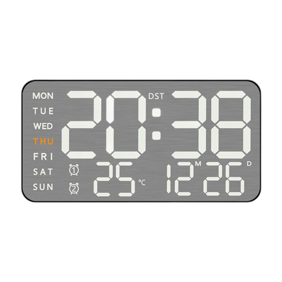 Esquirla Digital Wall Clock with Week Month Date Display for Office Classroom Bedroom Black Shell