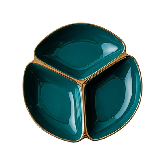 Esquirla Divided Plate Compartment Plate Ceramic Portion Control Kids Dinnerware Tableware 3 Compartment Round Three-grid Dinner Plate green