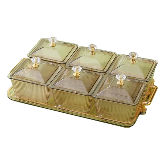 Esquirla Divided Serving Dishes 6 Compartments Tidy Organizer Modern Dried Fruit Plate Snack Platter for Chips Nuts Tea Dessert Parties B