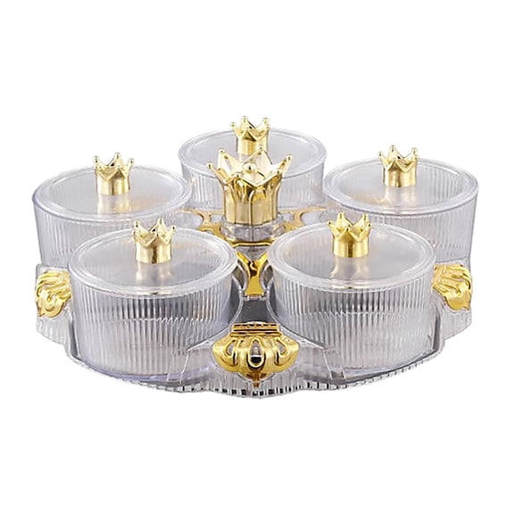 Esquirla Divided Serving Tray 5 Compartment Portable Candy and Nut Dishes Rotatable Snack Platter for Sweets Cookies Table Centerpiece transparent