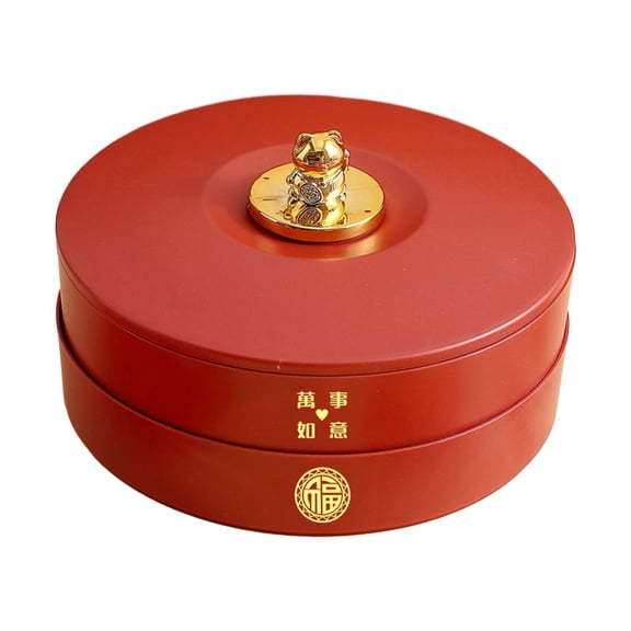 Esquirla Divided Serving Tray Snackle Tray Appetizer Service Tray Snack Platters Serving Bowl for Chinese New Year, Dried Fruits, Nuts H17cm Cat Lid