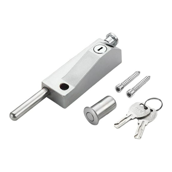 Esquirla Door Lock, Toggle Spring, Door Latch, Lock, Glass Sliding Door, Floor Bolt Made of Reliable Zinc Alloy, Rust-resistant And Easy to Install for Bathroo Silver