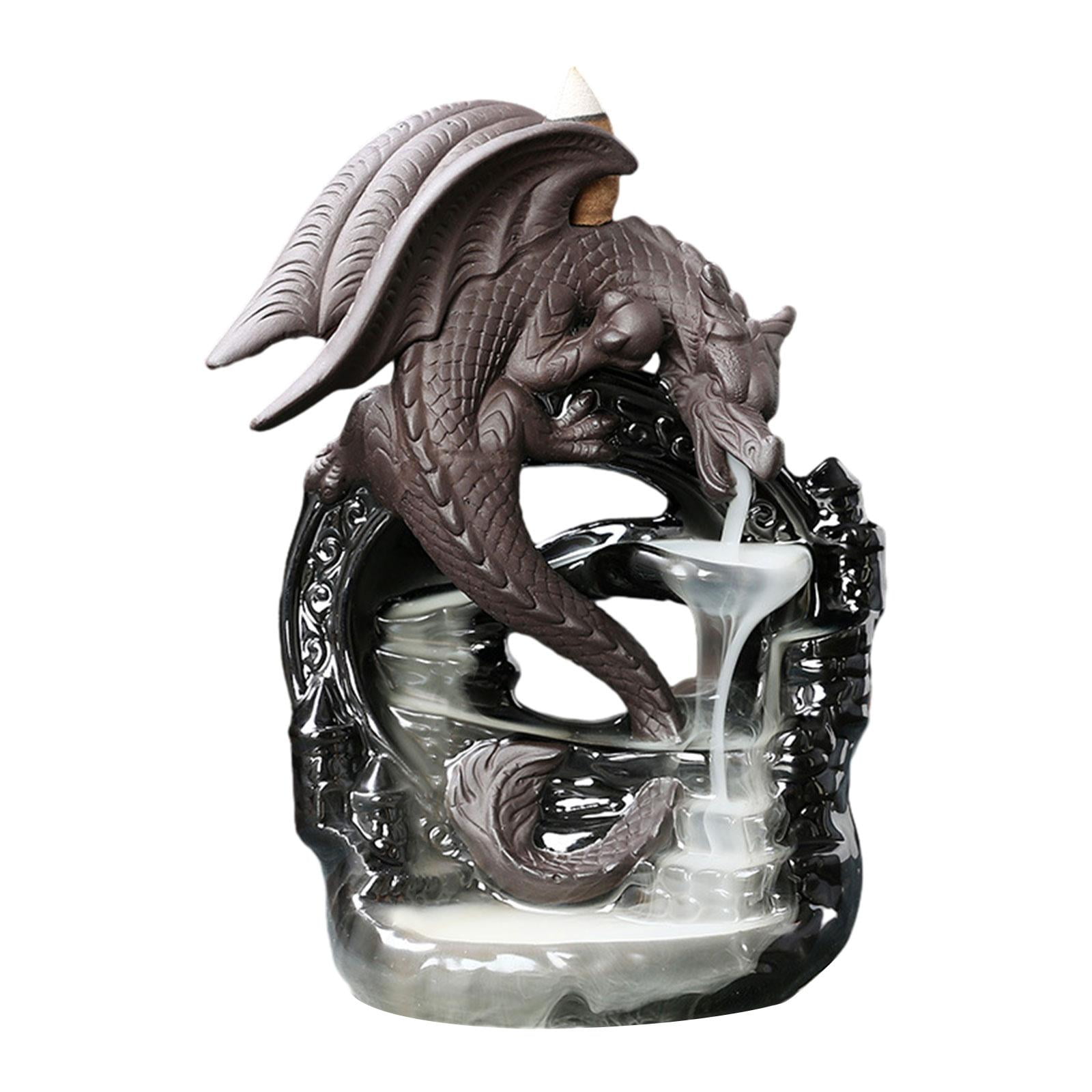 Esquirla Dragon Backflow Incense Burner Waterfall Incense Holder Birthday Gift Dragon Statue for Bedroom Office Living Room Yoga Decor