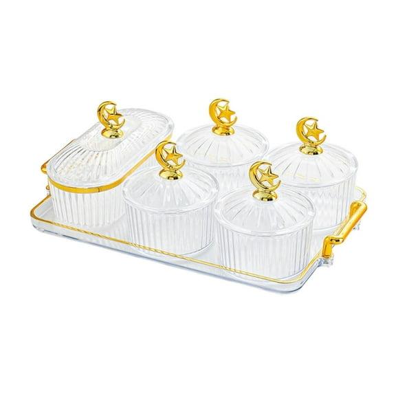 Esquirla Dried Fruit Plate Divided Serving Platter Food Grade Storage Jar Candy Nuts Dish with Lid for Living Room Party Nut Condiment cleat